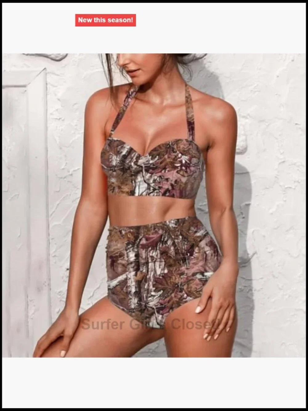 Two Piece Bikini Set High Waist Tummy Control Push Up Ruched Ruffle
